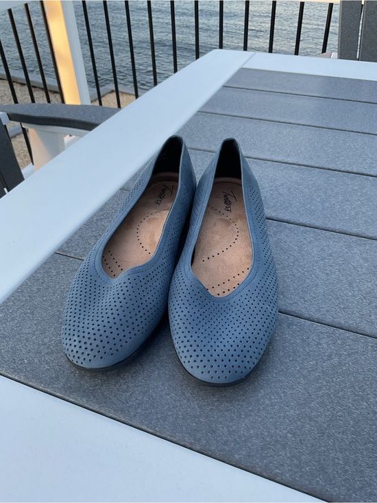 Trotters Shoes - Trotters Perforated Slate Blue Slip-On Flats, New w/o Tags